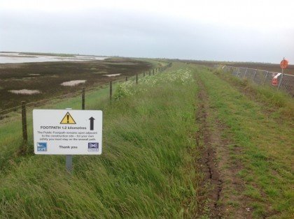 There are signs warning you to keep to the sea wall - don't wander off into the construction area!